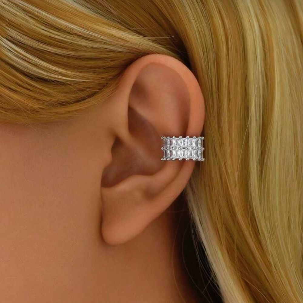 Anthropologie Silver Crystal Embellished Ear Cuff